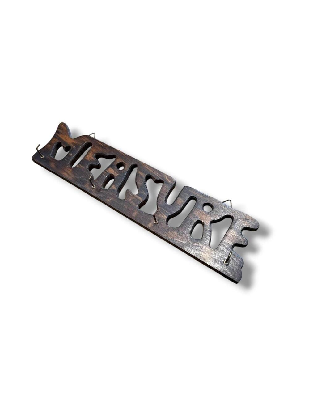 Wooden "Measure" Text Cutout Hanging Organizer